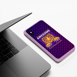 Чехол iPhone XS Max матовый Awesome Тигр lion like, цвет: 3D-сиреневый — фото 2