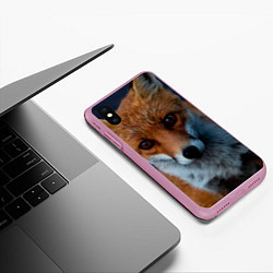 Чехол iPhone XS Max матовый Мудрая лиса, цвет: 3D-розовый — фото 2