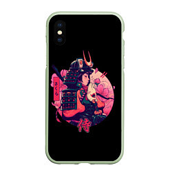 Чехол iPhone XS Max матовый Вишневый Самурай, цвет: 3D-салатовый