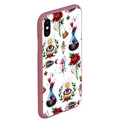 Чехол iPhone XS Max матовый Old school tattoo, цвет: 3D-малиновый — фото 2