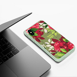 Чехол iPhone XS Max матовый Neuro flower, цвет: 3D-салатовый — фото 2
