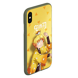 Чехол iPhone XS Max матовый Zenitsu Agatsuma Kimetsu no Yaiba, цвет: 3D-темно-зеленый — фото 2