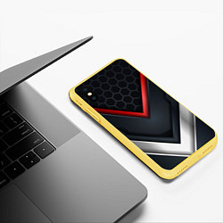 Чехол iPhone XS Max матовый 3D СОТЫ Металлические вставки, цвет: 3D-желтый — фото 2