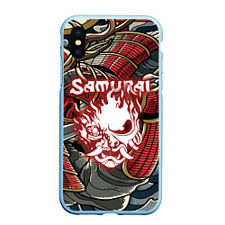 Чехол iPhone XS Max матовый SAMURAI CYBERPUNK NINJA, цвет: 3D-голубой