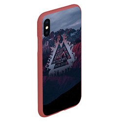Чехол iPhone XS Max матовый Валькнут, цвет: 3D-красный — фото 2
