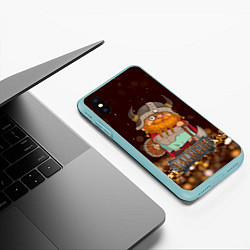 Чехол iPhone XS Max матовый Valheim мультяшный викинг, цвет: 3D-мятный — фото 2