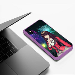 Чехол iPhone XS Max матовый Anime Girl, цвет: 3D-фиолетовый — фото 2