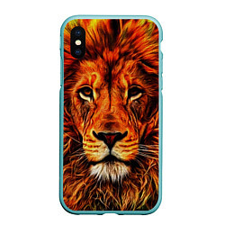 Чехол iPhone XS Max матовый LION, цвет: 3D-мятный