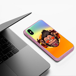 Чехол iPhone XS Max матовый Веселая обезьяна в очках, цвет: 3D-розовый — фото 2