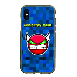 Чехол iPhone XS Max матовый Geometry Dash, цвет: 3D-темно-зеленый