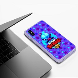 Чехол iPhone XS Max матовый Brawl Stars Blue, цвет: 3D-светло-сиреневый — фото 2