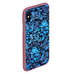 Чехол iPhone XS Max матовый ГЖЕЛЬ ГЛИТЧ GG ГГ, цвет: 3D-малиновый — фото 2