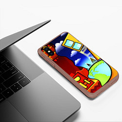 Чехол iPhone XS Max матовый Geometry Dash, цвет: 3D-коричневый — фото 2