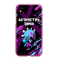 Чехол iPhone XS Max матовый Geometry Dash, цвет: 3D-малиновый