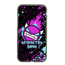 Чехол iPhone XS Max матовый Geometry Dash, цвет: 3D-темно-зеленый