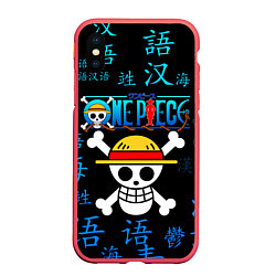 Чехол iPhone XS Max матовый ONE PIECE ВАН ПИС ИЕРОГЛИФ, цвет: 3D-красный