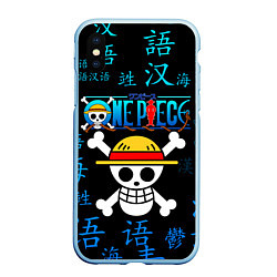 Чехол iPhone XS Max матовый ONE PIECE ВАН ПИС ИЕРОГЛИФ, цвет: 3D-голубой