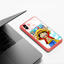 Чехол iPhone XS Max матовый ONE PIECE ВАН ПИС GLITCH, цвет: 3D-красный — фото 2