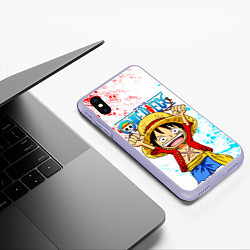 Чехол iPhone XS Max матовый ONE PIECE ВАН ПИС GLITCH, цвет: 3D-светло-сиреневый — фото 2