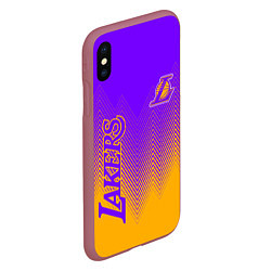 Чехол iPhone XS Max матовый LOS ANGELES LAKERS ЛЕЙКЕРС, цвет: 3D-малиновый — фото 2