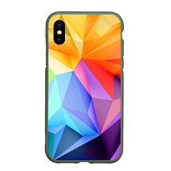 Чехол iPhone XS Max матовый Радужная геометрия, цвет: 3D-темно-зеленый