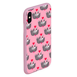 Чехол iPhone XS Max матовый Пиксельные котики, цвет: 3D-розовый — фото 2