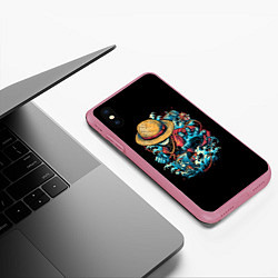 Чехол iPhone XS Max матовый One Piece Retro Style, цвет: 3D-малиновый — фото 2