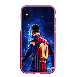 Чехол iPhone XS Max матовый Leo Messi Лео Месси 10, цвет: 3D-малиновый