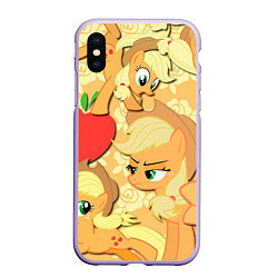 Чехол iPhone XS Max матовый Applejack pattern, цвет: 3D-светло-сиреневый