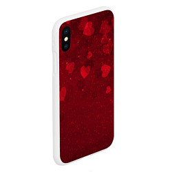 Чехол iPhone XS Max матовый КРАСНЫЕ СЕРДЕЧКИ HEART Z, цвет: 3D-белый — фото 2