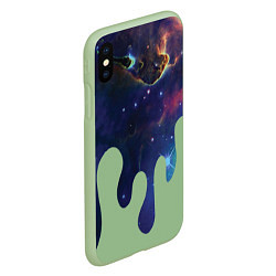 Чехол iPhone XS Max матовый Стекающий космос, цвет: 3D-салатовый — фото 2