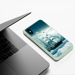 Чехол iPhone XS Max матовый Парусник, цвет: 3D-салатовый — фото 2
