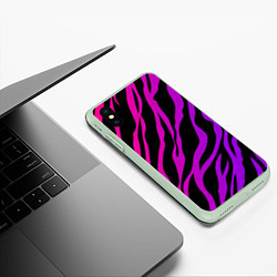 Чехол iPhone XS Max матовый Похоже на зебру, цвет: 3D-салатовый — фото 2