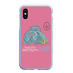 Чехол iPhone XS Max матовый 21 pilots scaled and icy dragon, цвет: 3D-голубой