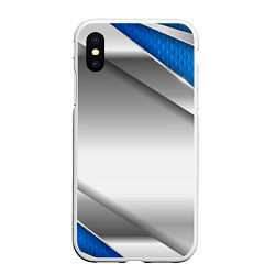 Чехол iPhone XS Max матовый 3D СЕРЕБРО BLUE LINES, цвет: 3D-белый