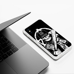 Чехол iPhone XS Max матовый Череп с битой, цвет: 3D-белый — фото 2