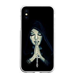 Чехол iPhone XS Max матовый Монашка с крестом, цвет: 3D-белый