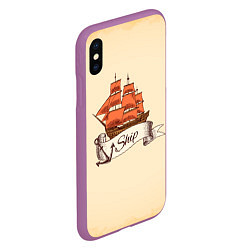 Чехол iPhone XS Max матовый Корабль Ship, цвет: 3D-фиолетовый — фото 2