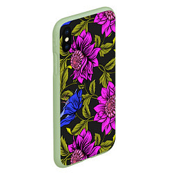Чехол iPhone XS Max матовый Цветочный Паттерн, цвет: 3D-салатовый — фото 2