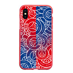 Чехол iPhone XS Max матовый ФК ПСЖ PARIS SAINT GERMAIN, цвет: 3D-красный
