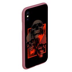 Чехол iPhone XS Max матовый Skulls Черепа, цвет: 3D-малиновый — фото 2