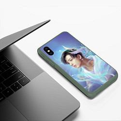 Чехол iPhone XS Max матовый Jeon BTS, цвет: 3D-темно-зеленый — фото 2