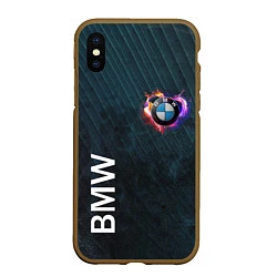Чехол iPhone XS Max матовый BMW Heart Grooved Texture, цвет: 3D-коричневый