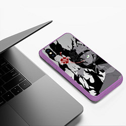 Чехол iPhone XS Max матовый Черный Аста демон Чёрный клевер, цвет: 3D-фиолетовый — фото 2