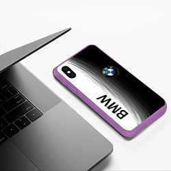 Чехол iPhone XS Max матовый Black and White BMW, цвет: 3D-фиолетовый — фото 2