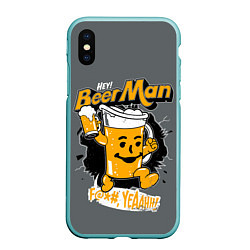 Чехол iPhone XS Max матовый BEER MAN, цвет: 3D-мятный