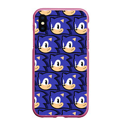 Чехол iPhone XS Max матовый Sonic pattern, цвет: 3D-малиновый