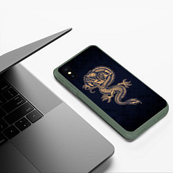 Чехол iPhone XS Max матовый Дракон, цвет: 3D-темно-зеленый — фото 2