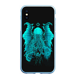 Чехол iPhone XS Max матовый Зов Ктулху, цвет: 3D-голубой