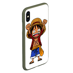 Чехол iPhone XS Max матовый One piece Луффи ликует, цвет: 3D-темно-зеленый — фото 2